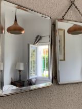 Miroir vintage 1930 triptyque barbier nickel auburn - 28 x 6