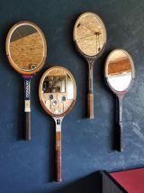 Miroir mural ovale bois raquette tennis vintage "Wilson"