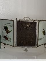 Miroir vintage 1900 triptyque barbier coiffeuse oiseaux - 29