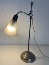 Lampe vintage 1930 Art Déco laiton nickelé verre - 45 cm