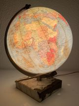 Globe vintage 1961 terrestre Taride verre marbre - 29 cm