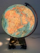 Globe vintage 1976 terrestre Taride verre marbre - 30 cm