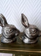 Sel et poivre lapins en bronze argenté 