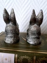 Sel et poivre lapins en bronze argenté 