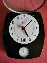 Horloge formica vintage pendule murale thermomètre Vedette