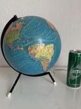 Globe vintage 1975 terrestre tripode verre Taride - 28 cm