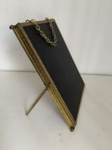 Miroir vintage 1950 triptyque barbier coiffeuse laiton noir 