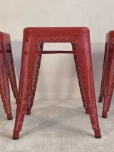 3 superbes tabourets rouge ‘’H’’ perforés TOLIX tout neufs 