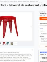 3 superbes tabourets rouge ‘’H’’ perforés TOLIX tout neufs 