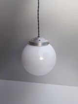 Suspension vintage - Globe opaline blanche - 1950