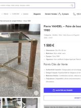 Table basse 70’s Pierre Vandel Paris en chêne cérusé laiton 