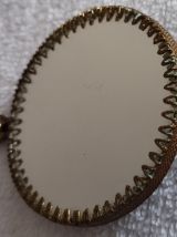 Ancien Miroir de Poche Porcelaine de Limoges Fragonnard