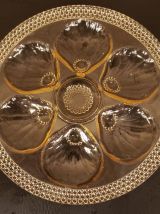 5 Assiettes à huitres ou coquillages en verre 