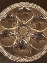 5 Assiettes à huitres ou coquillages en verre 