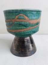 Poterie grande coupe en raku. Artisanat français. 