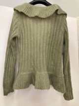 Cardigan cache-cœur à volants olive mohair