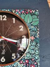 Horloge vintage pendule murale silencieuse Jaz fleurs