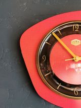 Horloge formica vintage pendule silencieuse Jura rouge noir