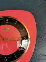 Horloge formica vintage pendule silencieuse Jura rouge noir