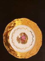 Service à gâteau en porcelaine Bavaria or 22 carats