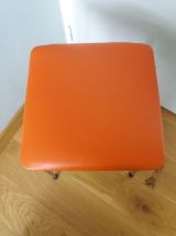 Tabouret skaï orange et métal chromé années 70