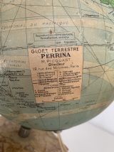 Globe vintage 1960 terrestre verre Perrina marbre - 29 cm