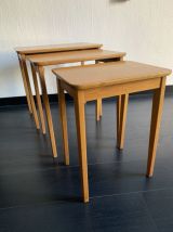 Tables gigognes vintage 1960 table basse d'appoint bois clai