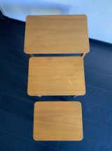 Tables gigognes vintage 1960 table basse d'appoint bois clai