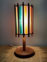 Lampe en rotin style Louis Sognot vintage 1960 