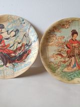 Assiettes asiatiques décoratives bambou 