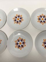 6 assiettes plates en porcelaine de bohème, 1970s, TK Thun -