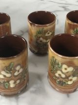 Lot 5 tasses en terre cuite émaillée vintage