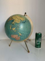 Globe vintage 1969 terrestre tripode verre Taride - 33 cm