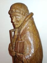 Unique statuette ancienne en bois massif l'abbé St Méen