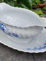 HAVILAND Limoges porcelaine saucière décor cerisier bleu