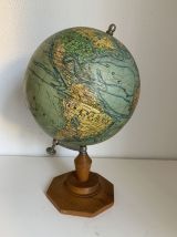 Globe vintage 1930 terrestre  Forest bois Girard Barrère - 4