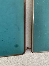 Miroir vintage 1960 triptyque barbier coiffeur turquoise - 3