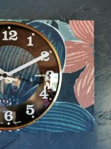 Horloge vintage pendule murale silencieuse Bleu rose