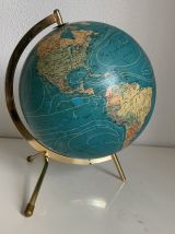 Globe terrestre tripode doré Taride Paris France vintage 197