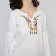 Blouse coton bohème 70’s broderie fleurie taille 36