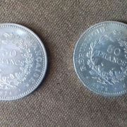 2 Pièces De Collection De 50 Francs Hercule En Argent 17974 