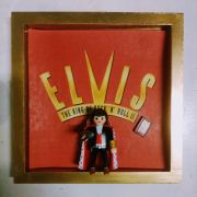 Cadre Elvis Playmobil, collector Playmobil, cadre bois doré