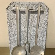 Porte ustensiles cuisine émaillé gris vintage 1950