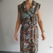 Robe marron bleue rose Vintage