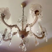 LUSTRE CRISTAL  OU VERRE  & BRONZE