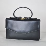 pochette de soirée en cuir noir, VINTAGE