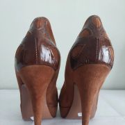 154C* OVYE superbes escarpins bruns cuir high heels (39)