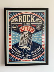 Rare Lithographie "Rock the vote" 2008 par Shepard Fairey