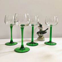 Lot de 4 verres à pied vert Vintage