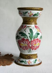 Vase en grès bois Keraluc Quimper. Beau décor fleuri. 